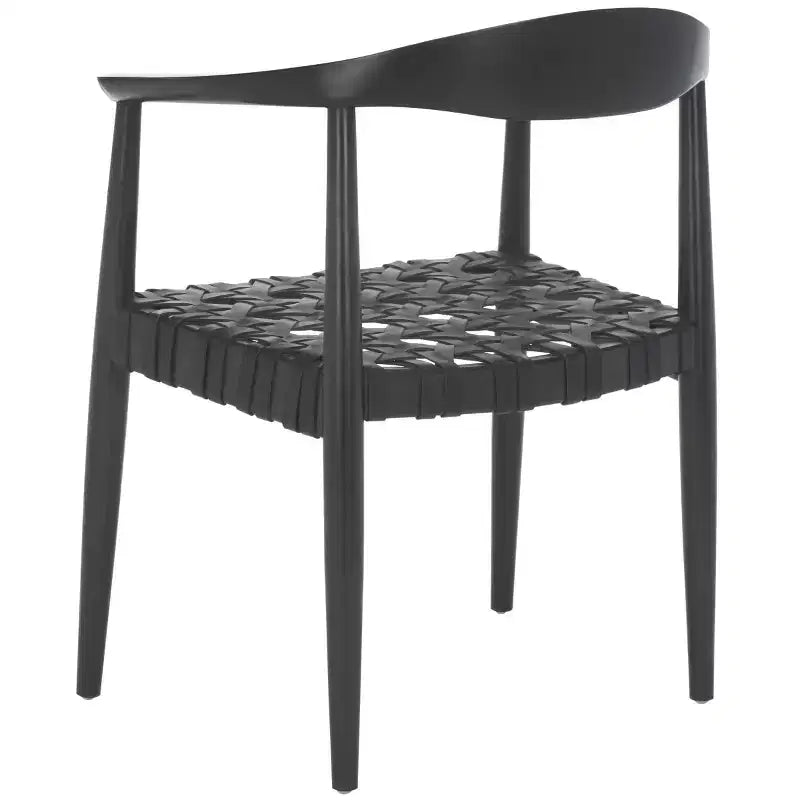 Fauteuil tissé en cuir noir, une place