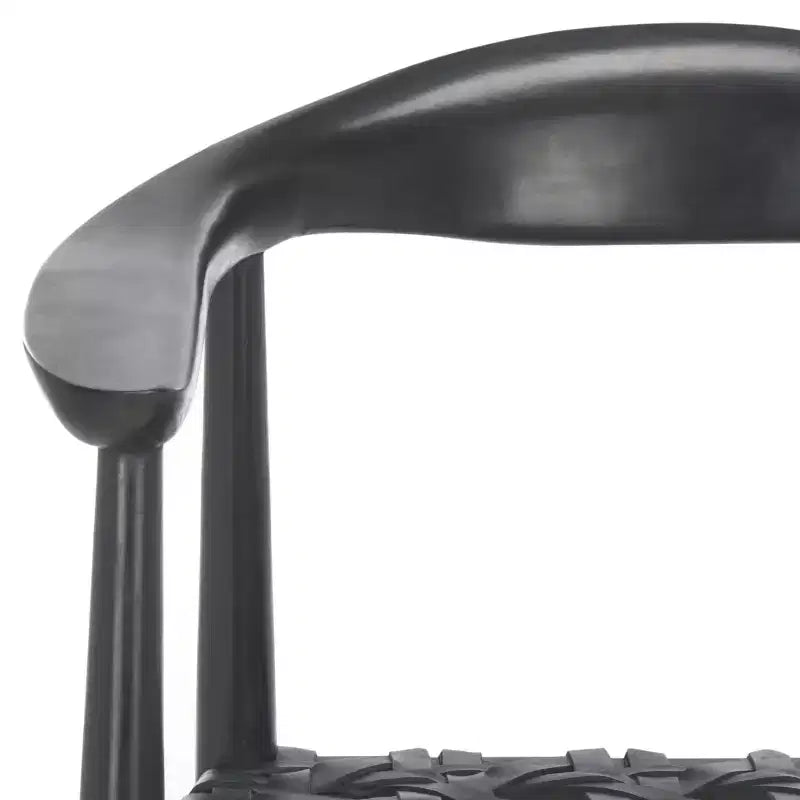 Fauteuil tissé en cuir noir, une place