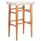 Tabouret de bar en cuir tressé blanc, sans dossier ni accoudoirs, 1 place