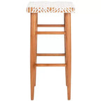 Tabouret de bar en cuir tressé blanc, sans dossier ni accoudoirs, 1 place