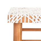 Tabouret de bar en cuir tressé blanc, sans dossier ni accoudoirs, 1 place