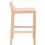 Tabouret de comptoir bas en canne de rotin – Noir / Naturel / Blanc, sans accoudoirs, 1 place
