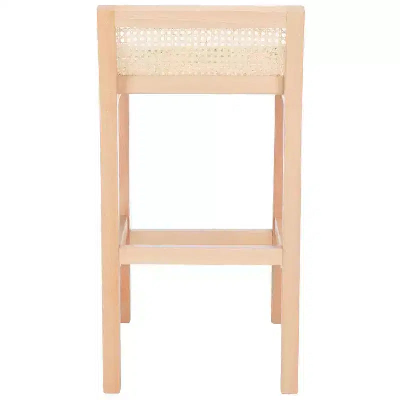 Tabouret de comptoir bas en canne de rotin – Noir / Naturel / Blanc, sans accoudoirs, 1 place