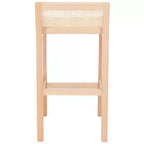 Tabouret de comptoir bas en canne de rotin – Noir / Naturel / Blanc, sans accoudoirs, 1 place