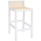 Tabouret de comptoir bas en canne de rotin – Noir / Naturel / Blanc, sans accoudoirs, 1 place