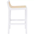 Tabouret de comptoir bas en canne de rotin – Noir / Naturel / Blanc, sans accoudoirs, 1 place