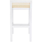 Tabouret de comptoir bas en canne de rotin – Noir / Naturel / Blanc, sans accoudoirs, 1 place