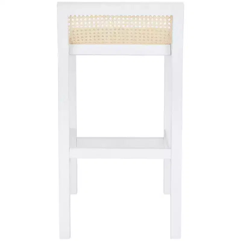 Tabouret de comptoir bas en canne de rotin – Noir / Naturel / Blanc, sans accoudoirs, 1 place