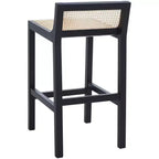 Tabouret de comptoir bas en canne de rotin – Noir / Naturel / Blanc, sans accoudoirs, 1 place