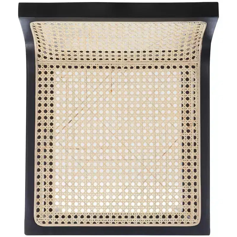 Tabouret de comptoir bas en canne de rotin – Noir / Naturel / Blanc, sans accoudoirs, 1 place