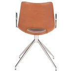 Fauteuil pivotant en similicuir marron, style milieu de siècle, 1 place