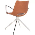 Fauteuil pivotant en similicuir marron, style milieu de siècle, 1 place