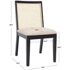 Chaise de salle à manger sans accoudoirs, noire/beige, lot de 2