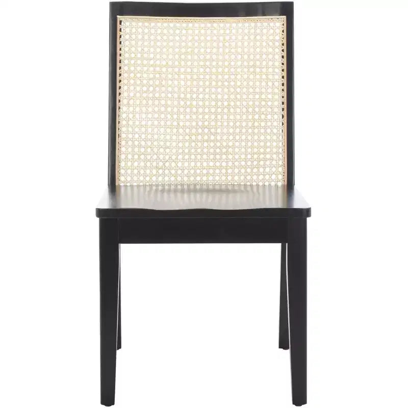 Chaise de salle à manger sans accoudoirs, noire/beige, lot de 2