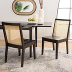 Chaise de salle à manger sans accoudoirs, noire/beige, lot de 2