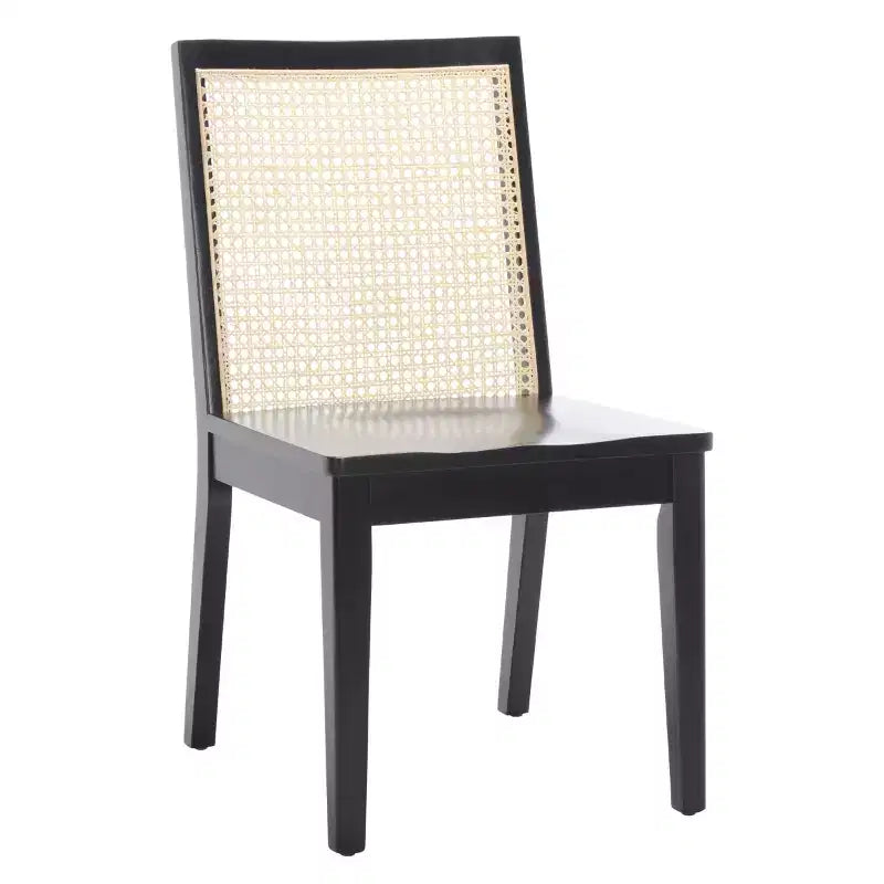 Chaise de salle à manger sans accoudoirs, noire/beige, lot de 2