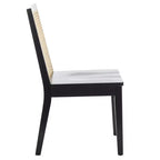 Chaise de salle à manger sans accoudoirs, noire/beige, lot de 2