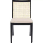 Chaise de salle à manger sans accoudoirs, noire/beige, lot de 2