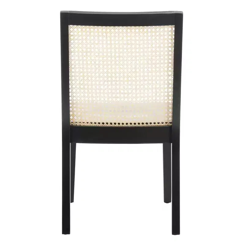 Chaise de salle à manger sans accoudoirs, noire/beige, lot de 2