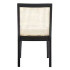Chaise de salle à manger sans accoudoirs, noire/beige, lot de 2