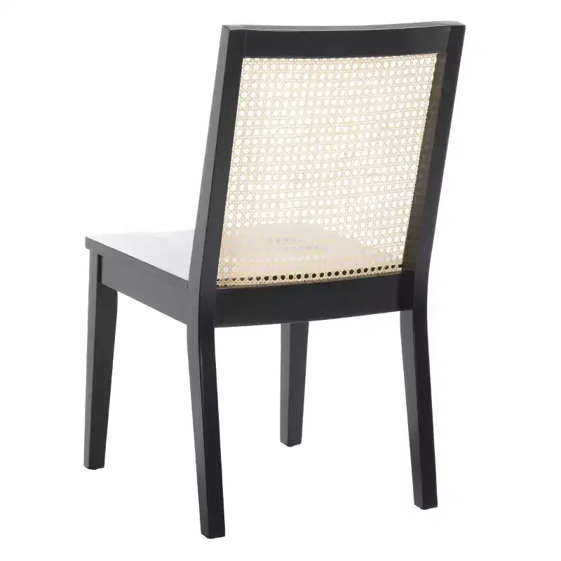 Chaise de salle à manger sans accoudoirs, noire/beige, lot de 2