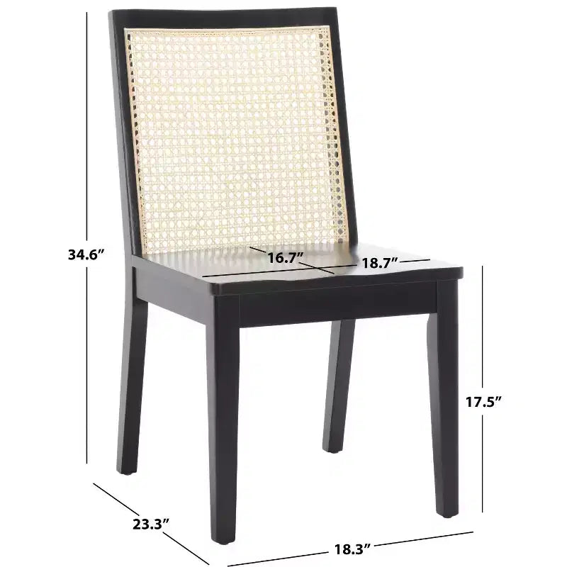 Chaise de salle à manger sans accoudoirs, noire/beige, lot de 2