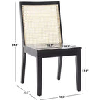 Chaise de salle à manger sans accoudoirs, noire/beige, lot de 2