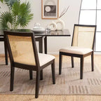 Chaise de salle à manger sans accoudoirs, noire/beige, lot de 2