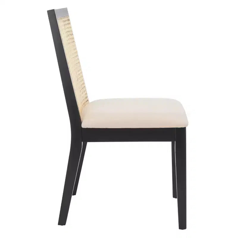 Chaise de salle à manger sans accoudoirs, noire/beige, lot de 2