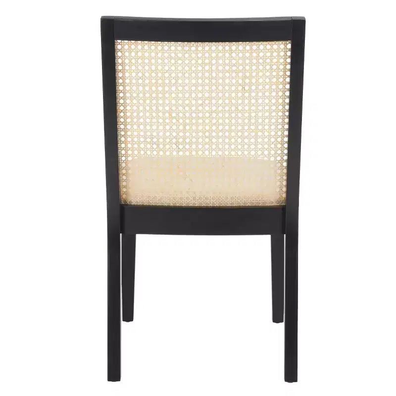 Chaise de salle à manger sans accoudoirs, noire/beige, lot de 2