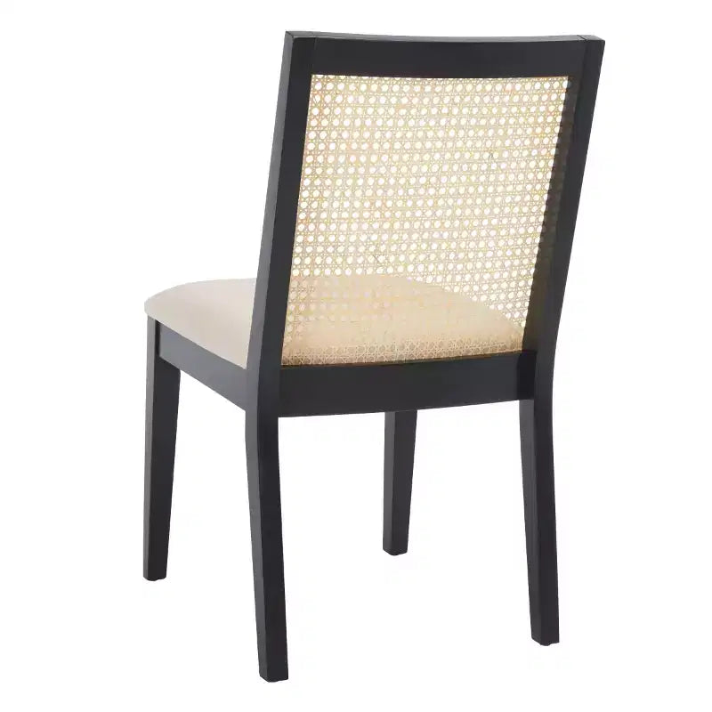Chaise de salle à manger sans accoudoirs, noire/beige, lot de 2