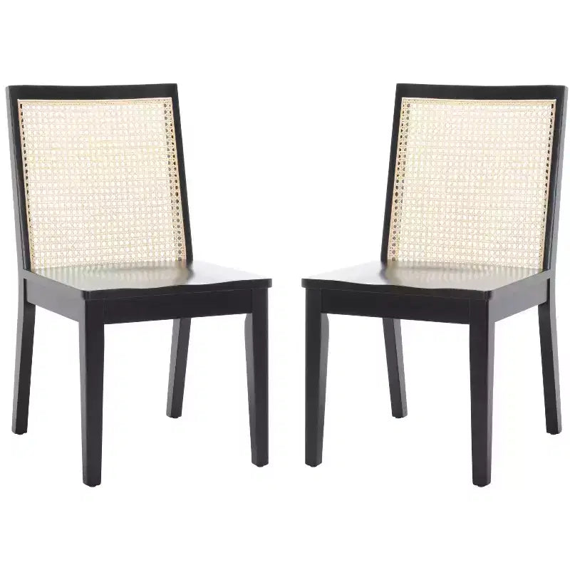 Chaise de salle à manger sans accoudoirs, noire/beige, lot de 2