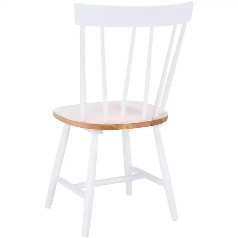 Chaises de salle à manger sans accoudoirs à dossier à barreaux beiges/noires, lot de 2