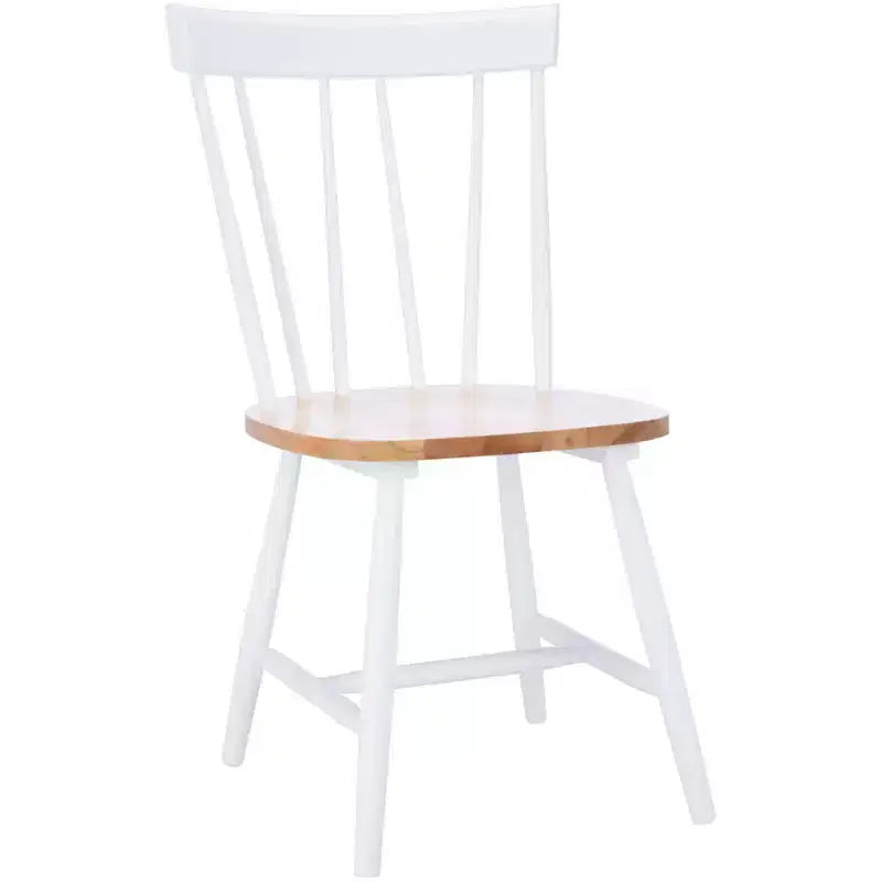 Chaises de salle à manger sans accoudoirs à dossier à barreaux beiges/noires, lot de 2