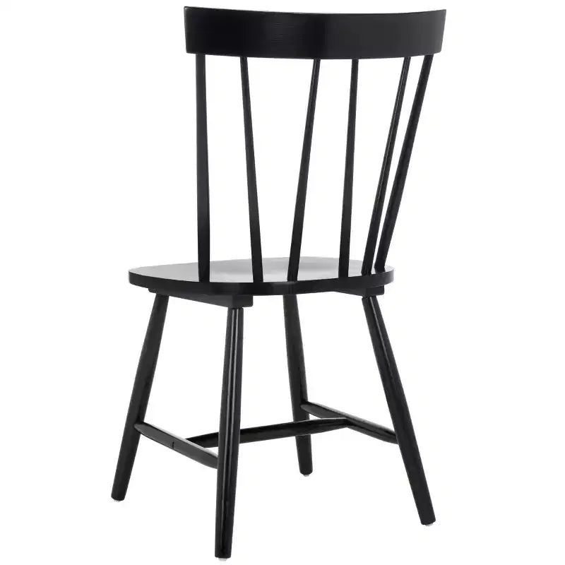 Chaises de salle à manger sans accoudoirs à dossier à barreaux beiges/noires, lot de 2