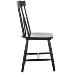 Chaises de salle à manger sans accoudoirs à dossier à barreaux beiges/noires, lot de 2