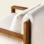 Fauteuil rembourré à structure en bois, Marron / Crème, Siège unique