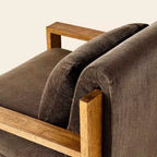 Fauteuil rembourré à structure en bois, Marron / Crème, Siège unique