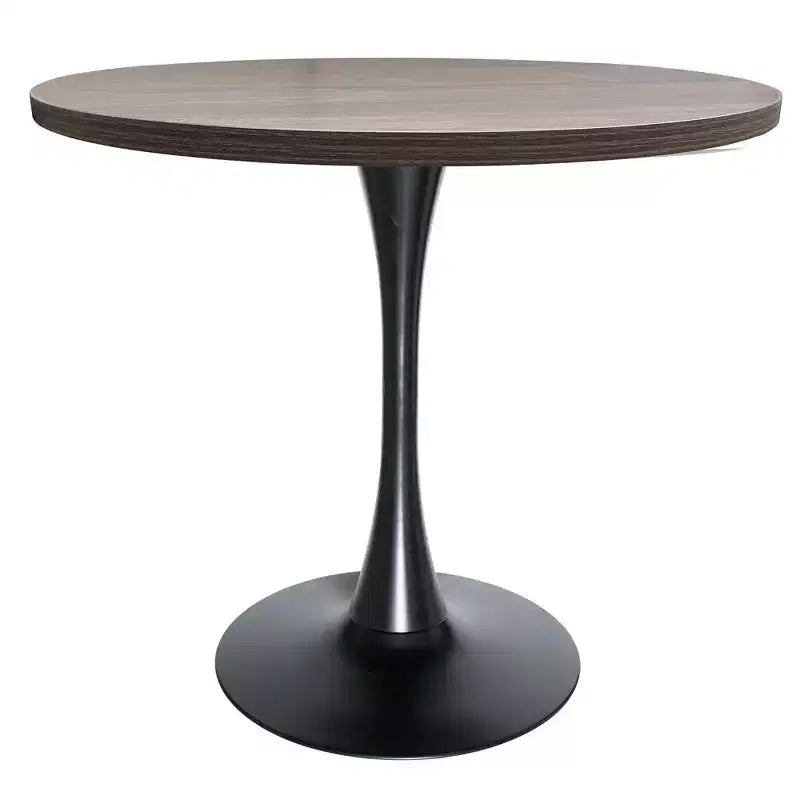 Table à manger ronde à pied central, plateau en MDF, 4 places – Noir / Cognac / Noyer foncé / Naturel clair