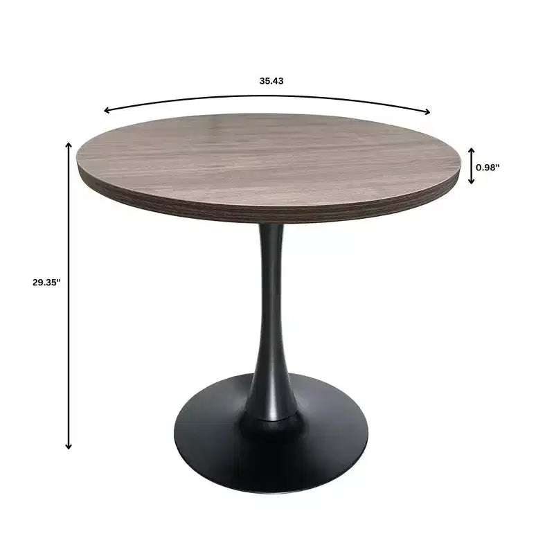 Table à manger ronde à pied central, plateau en MDF, 4 places – Noir / Cognac / Noyer foncé / Naturel clair