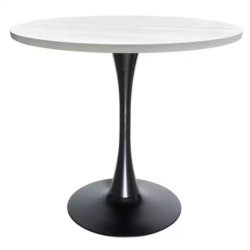 Table à manger ronde à pied central, plateau en MDF, 4 places – Noir / Cognac / Noyer foncé / Naturel clair
