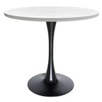 Table à manger ronde à pied central, plateau en MDF, 4 places – Noir / Cognac / Noyer foncé / Naturel clair