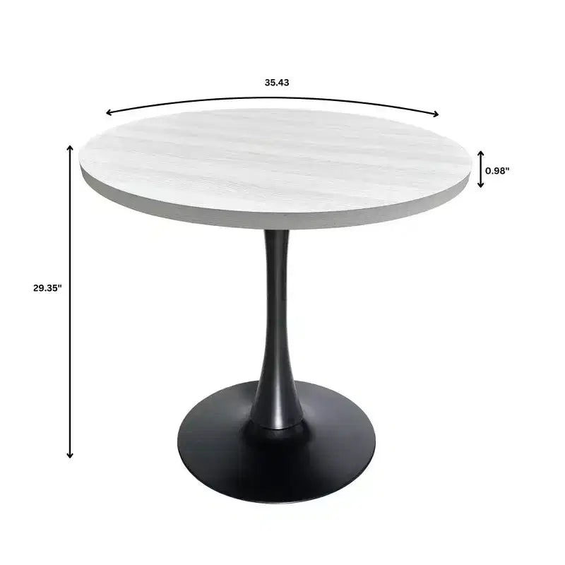 Table à manger ronde à pied central, plateau en MDF, 4 places – Noir / Cognac / Noyer foncé / Naturel clair