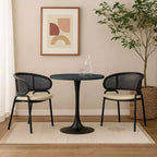 Table à manger ronde à pied central, plateau en MDF, 4 places – Noir / Cognac / Noyer foncé / Naturel clair