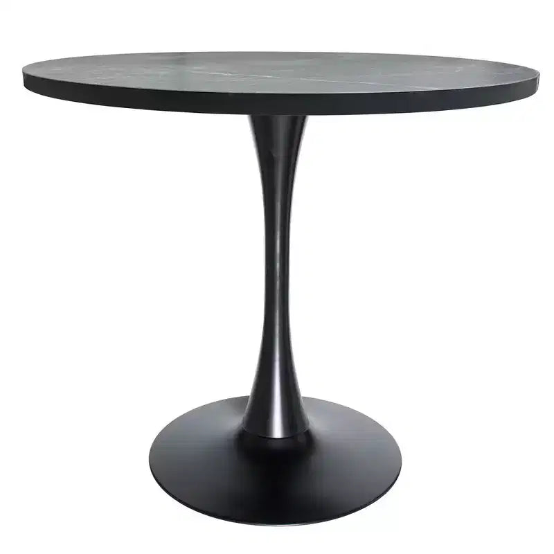 Table à manger ronde à pied central, plateau en MDF, 4 places – Noir / Cognac / Noyer foncé / Naturel clair