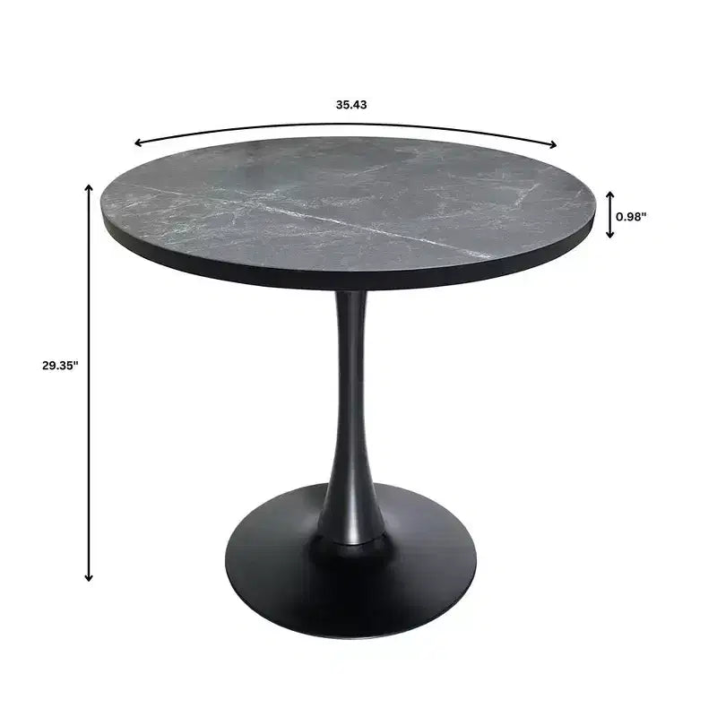Table à manger ronde à pied central, plateau en MDF, 4 places – Noir / Cognac / Noyer foncé / Naturel clair