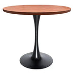 Table à manger ronde à pied central, plateau en MDF, 4 places – Noir / Cognac / Noyer foncé / Naturel clair