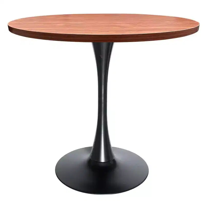 Table à manger ronde à pied central, plateau en MDF, 4 places – Noir / Cognac / Noyer foncé / Naturel clair
