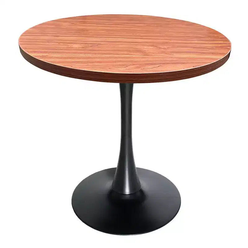 Table à manger ronde à pied central, plateau en MDF, 4 places – Noir / Cognac / Noyer foncé / Naturel clair