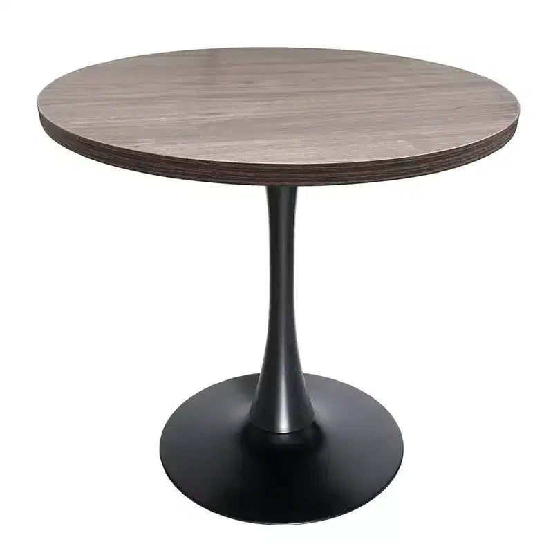 Table à manger ronde à pied central, plateau en MDF, 4 places – Noir / Cognac / Noyer foncé / Naturel clair
